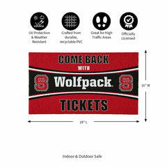 28" x 16" PVC Trapper Mat, Come Back with Tickets, North Carolina Stat, Collegiate