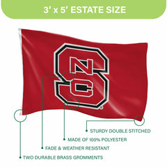 North Carolina State University Single Sided Flag w/ 2 Grommets, 3'x5', Collegiate, Home