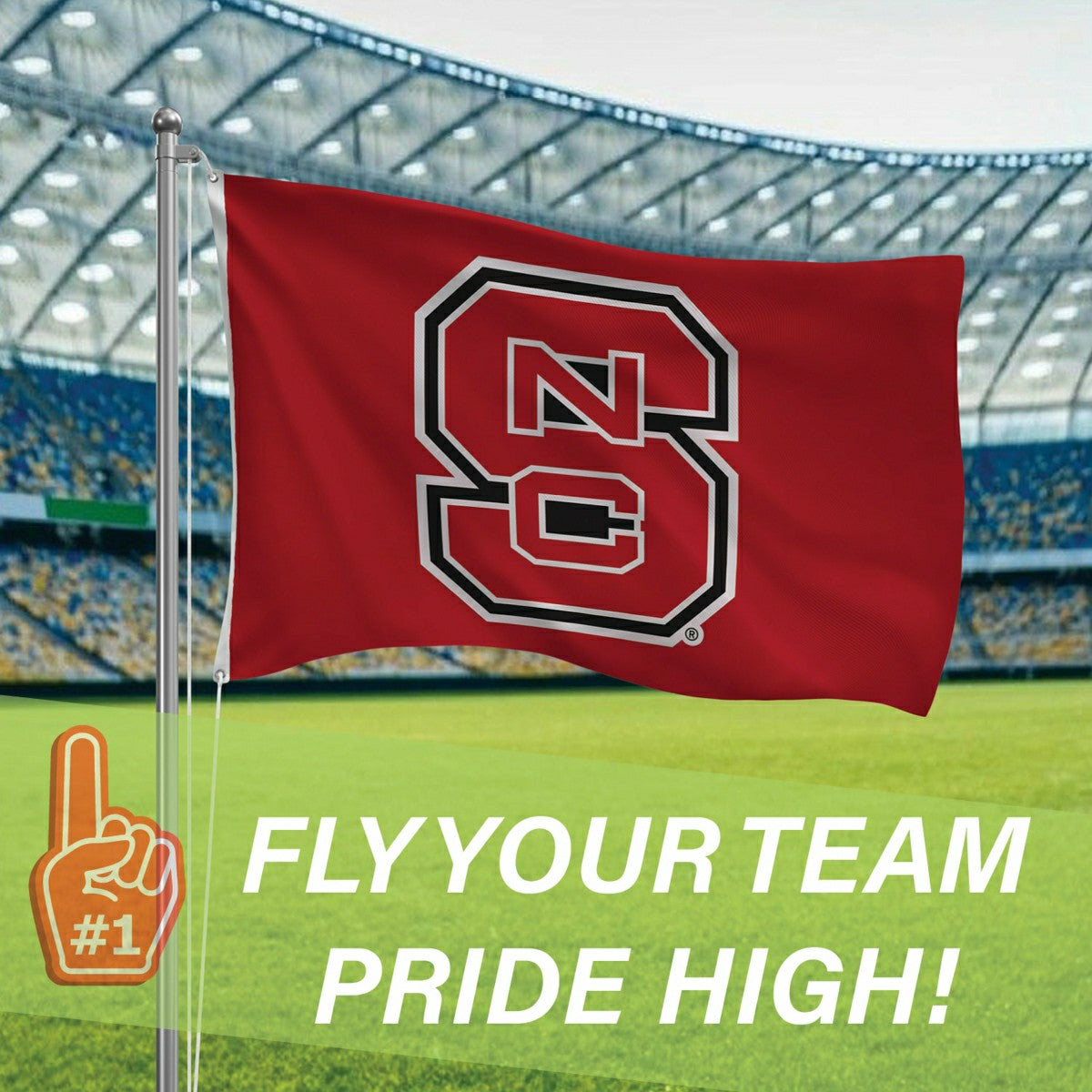 North Carolina State University Single Sided Flag w/ 2 Grommets, 3'x5', Collegiate, Home