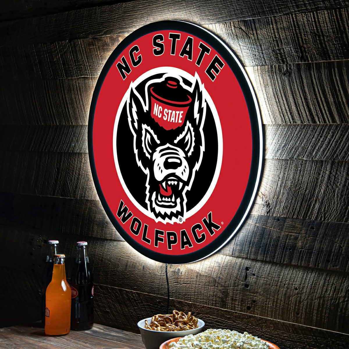LED Wall Decor, Round, North Carolina State University, Collegiate, Home