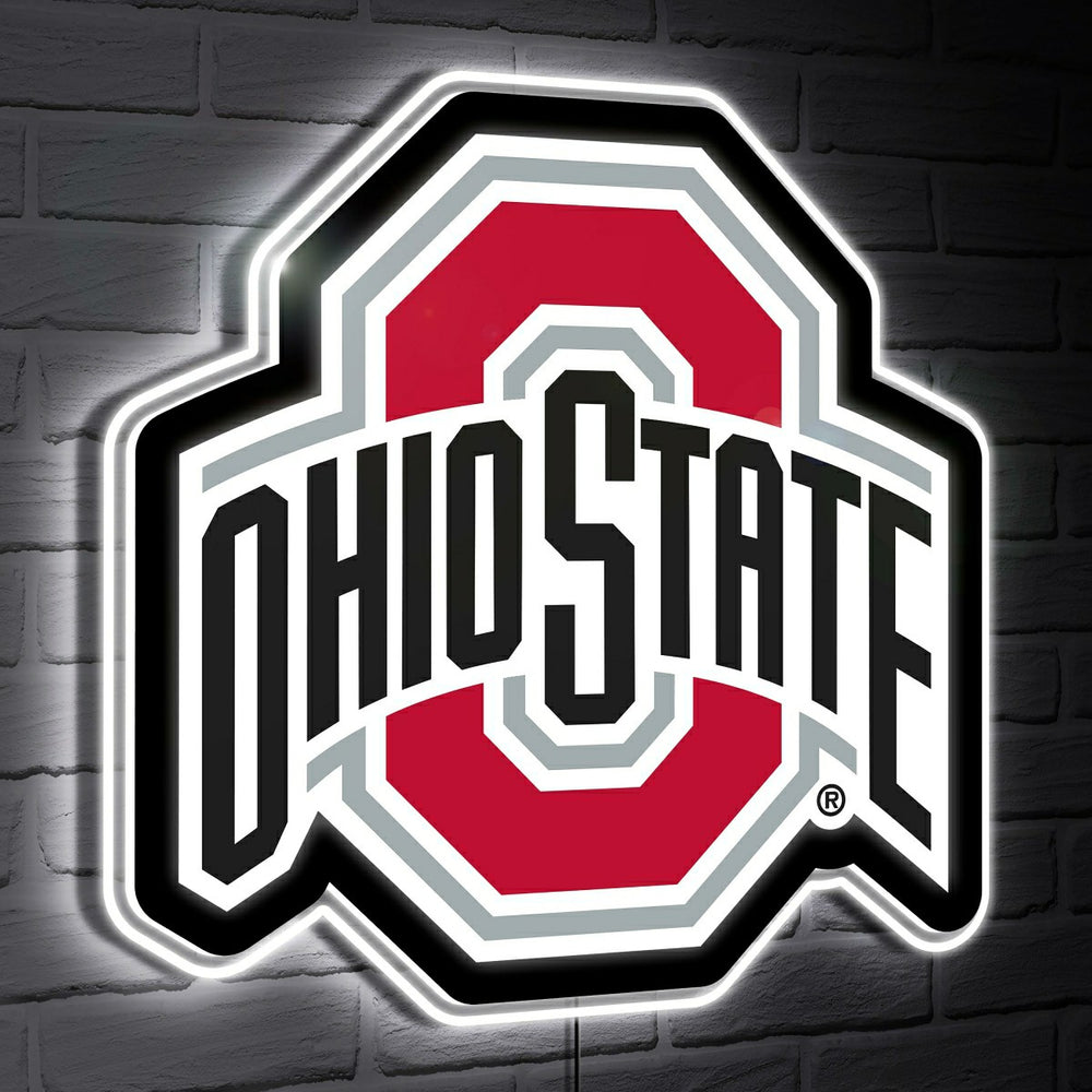 Ohio State Buckeyes LED Wall Decor, Glazelite, Logo, Collegiate, Home