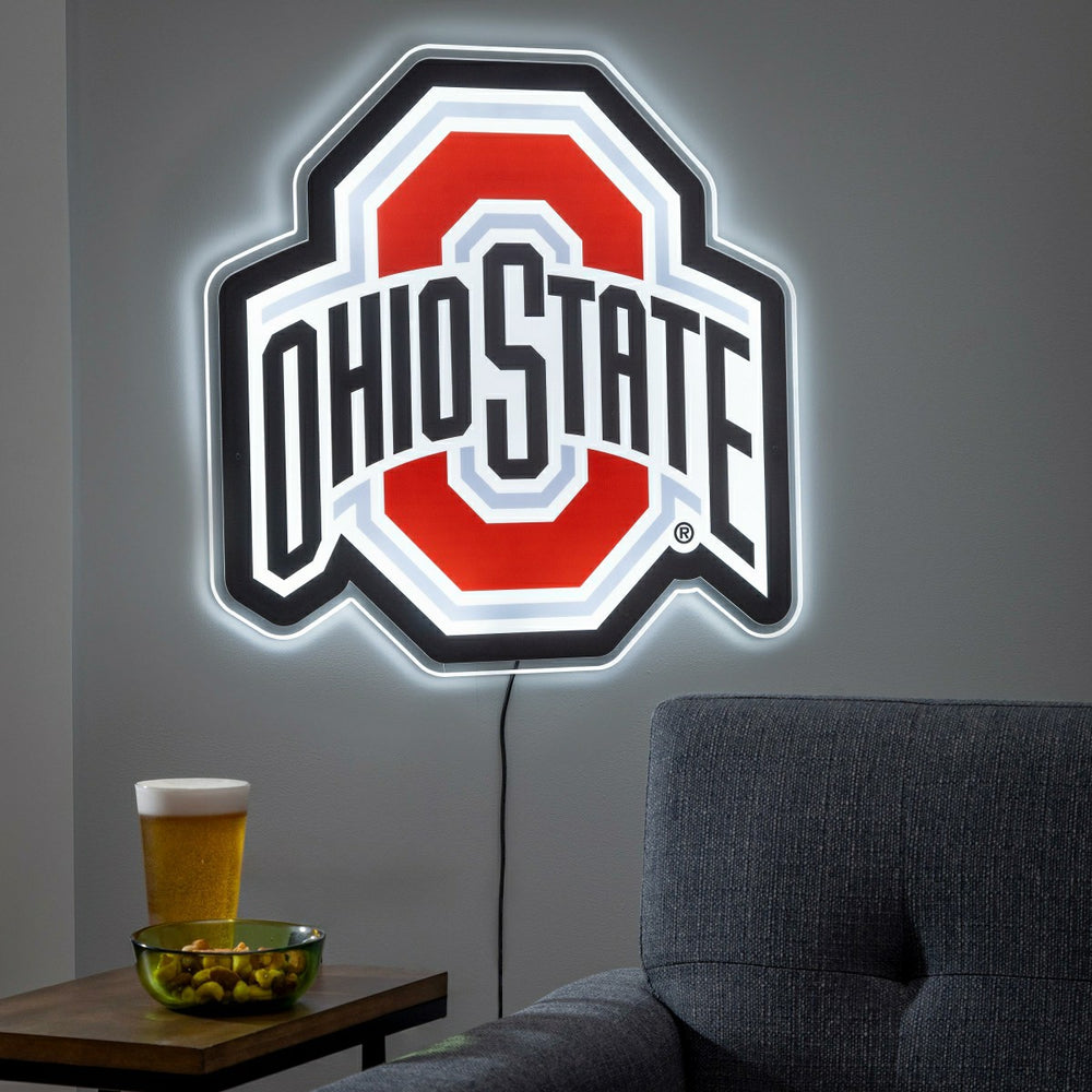Ohio State Buckeyes LED Wall Decor, Glazelite, Logo, Collegiate, Home
