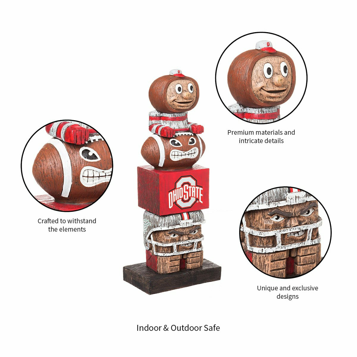 Ohio State Buckeyes Tiki Team Totem Garden Statue, Collegiate, Home