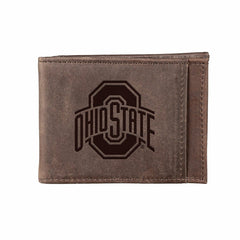 Front Pocket Wallet w/ RFID Blocking, Ohio State University, Brown, Collegiate, Home