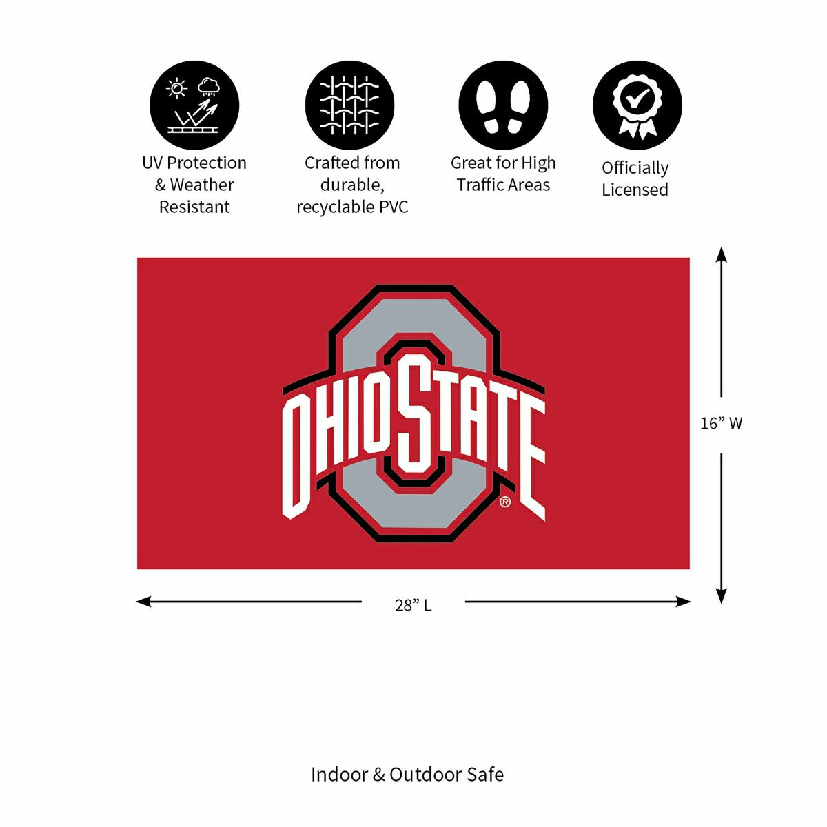 Full Color PVC Mat, 16" x 28", Ohio State University, Collegiate