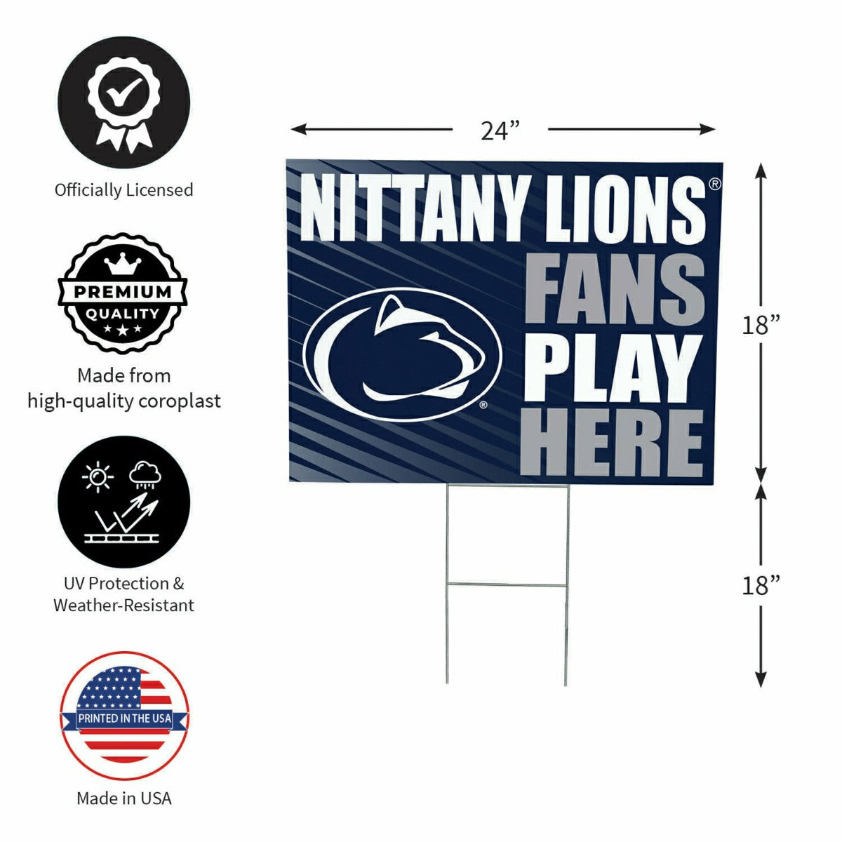 Penn State Coroplast Yard Sign "Fans Play Here", Collegiate, Home