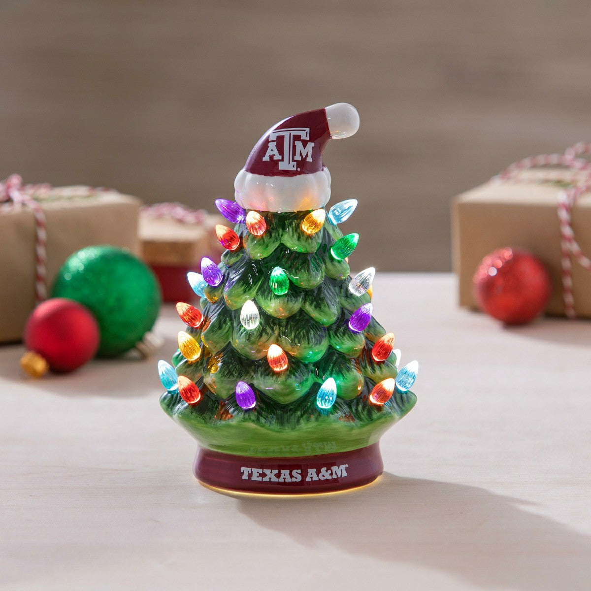 8" LED Ceramic Christmas Tree, Texas A&M, Collegiate, Home