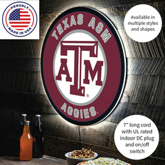 LED Wall Decor, Round, Texas A&M, Collegiate, Home
