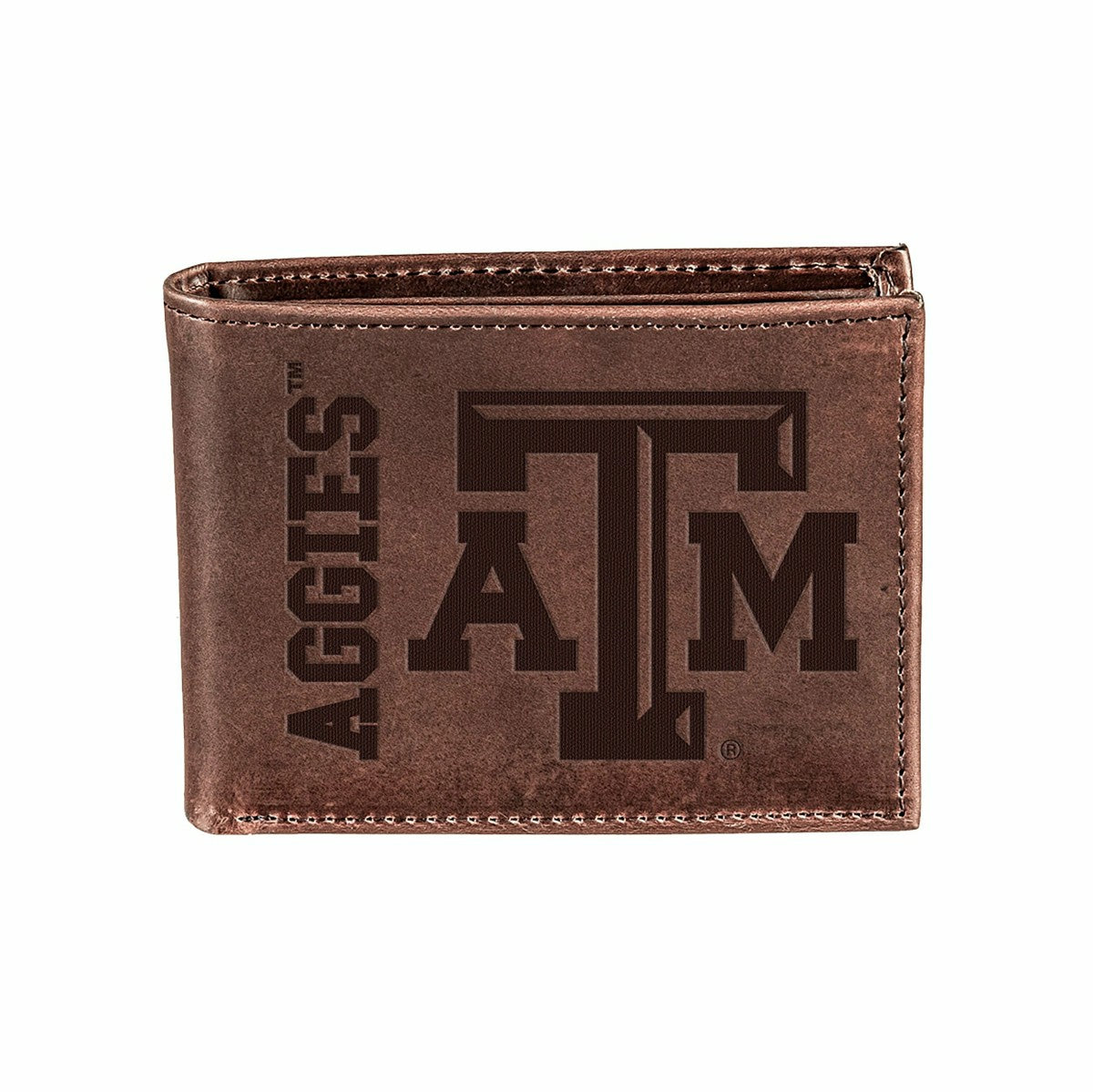 Texas A&M, Bi-Fold Wallet, Brown, CH, 100% Genuine Leather, Collegiate, Home