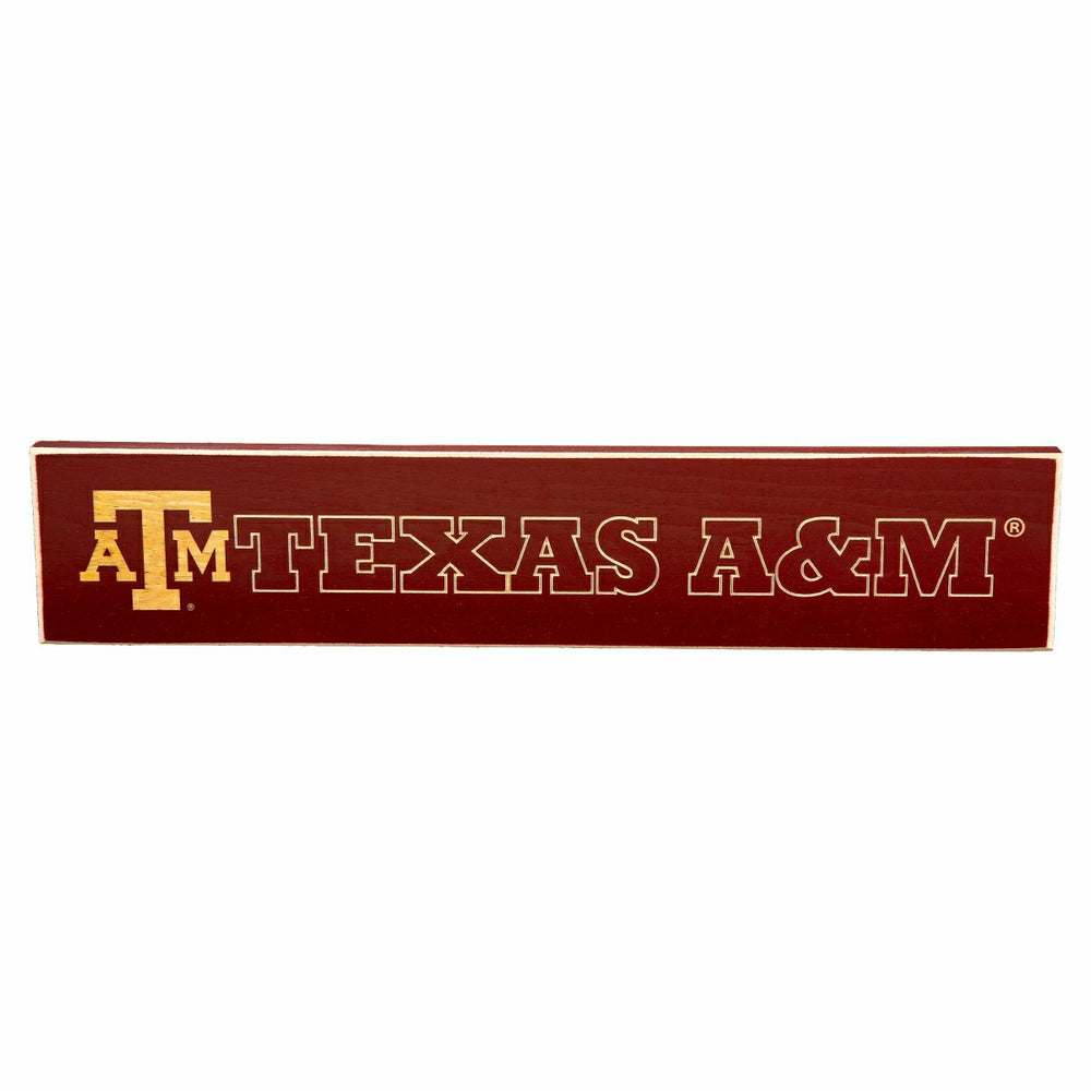Texas A&M Engraved Wood Sign, 3.5" x 18", Collegiate, Home