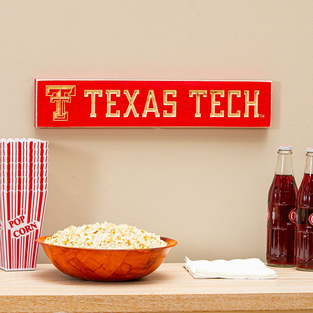 Texas Tech University Engraved Wood Sign, 3.5" x 18", Collegiate, Home