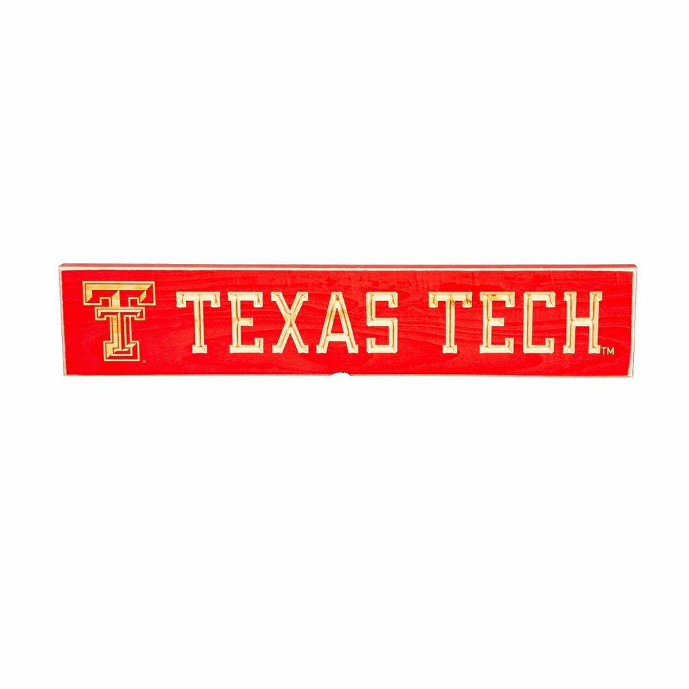 Texas Tech University Engraved Wood Sign, 3.5" x 18", Collegiate, Home