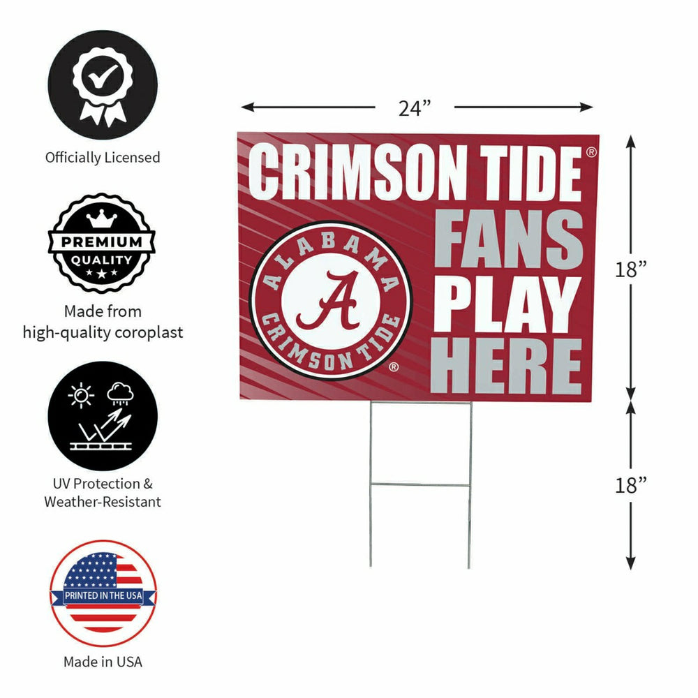 University of Alabama Coroplast Yard Sign "Fans Play Here", Collegiate, Home