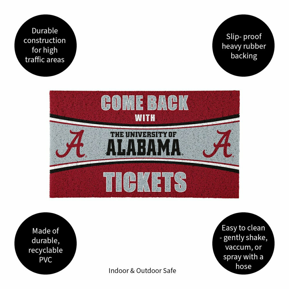 28" x 16" PVC Trapper Mat, Come Back with Tickets, University of Alaba, Collegiate