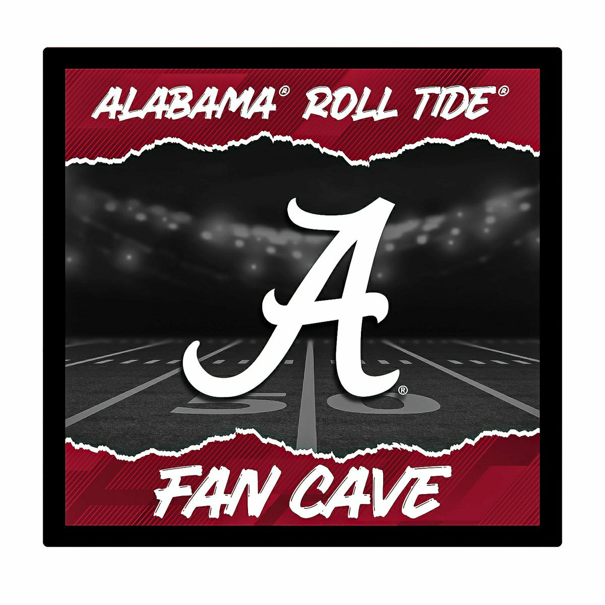 University of Alabama 23"H x 23"L LED Wall Decor, Edgelite, Square, Collegiate, Home