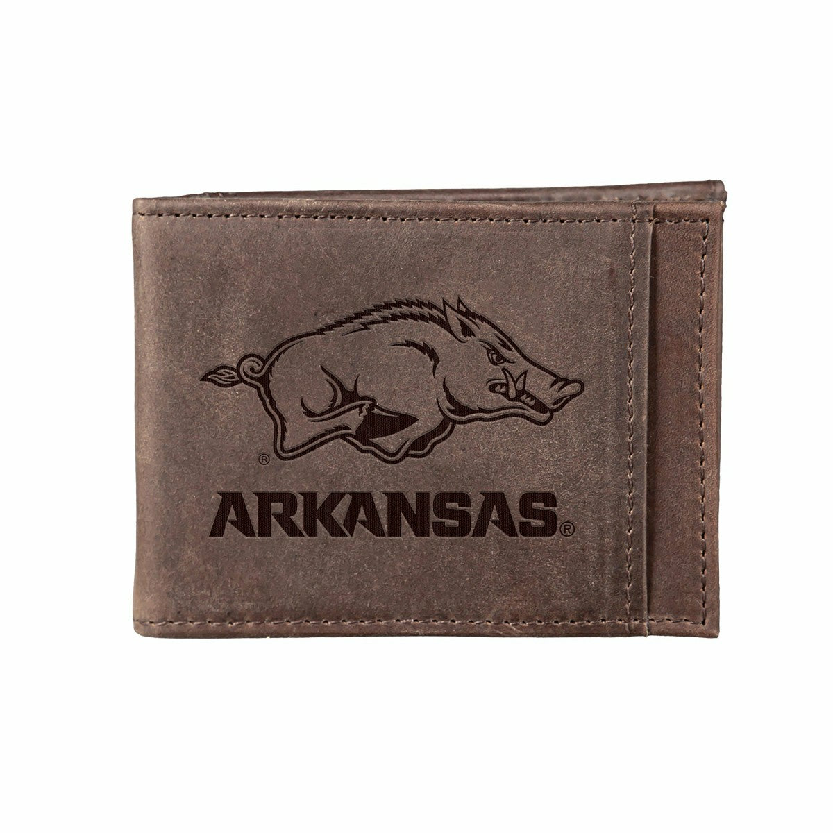 Front Pocket Wallet w/ RFID Blocking, University of Arkansas, Brown, Collegiate, Home