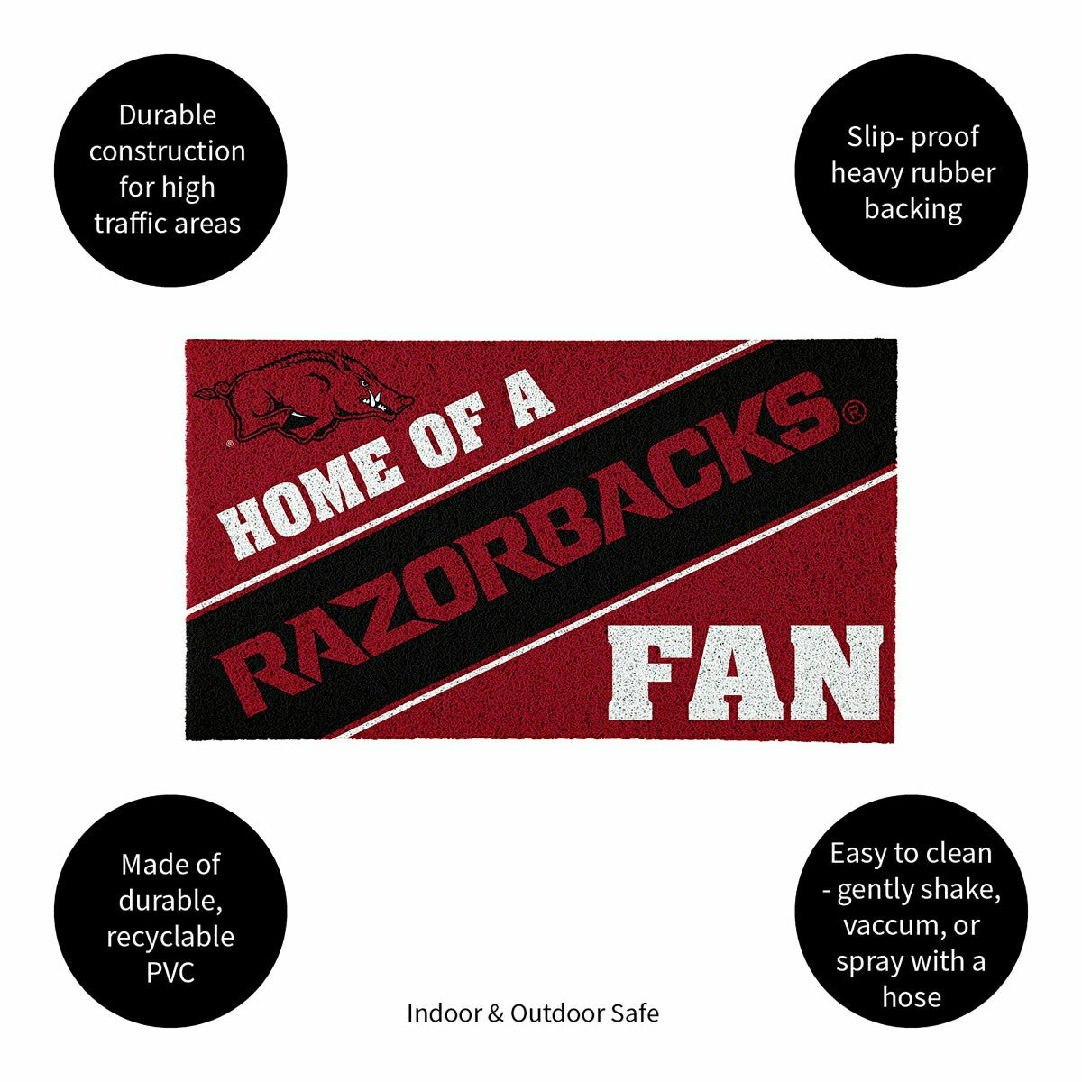University of Arkansas, PVC Mat COLOR, Home of a Fan, Collegiate