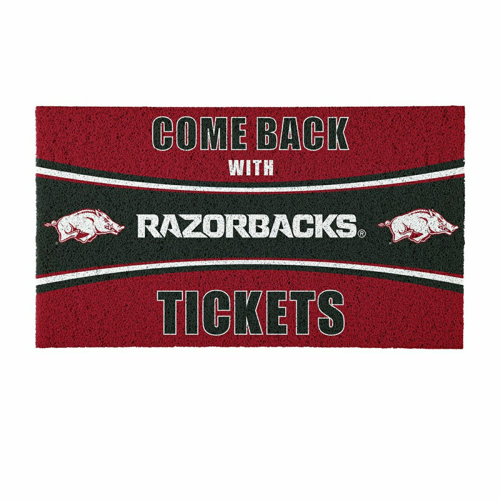 28" x 16" PVC Trapper Mat, Come Back with Tickets, University of Arkan, Collegiate
