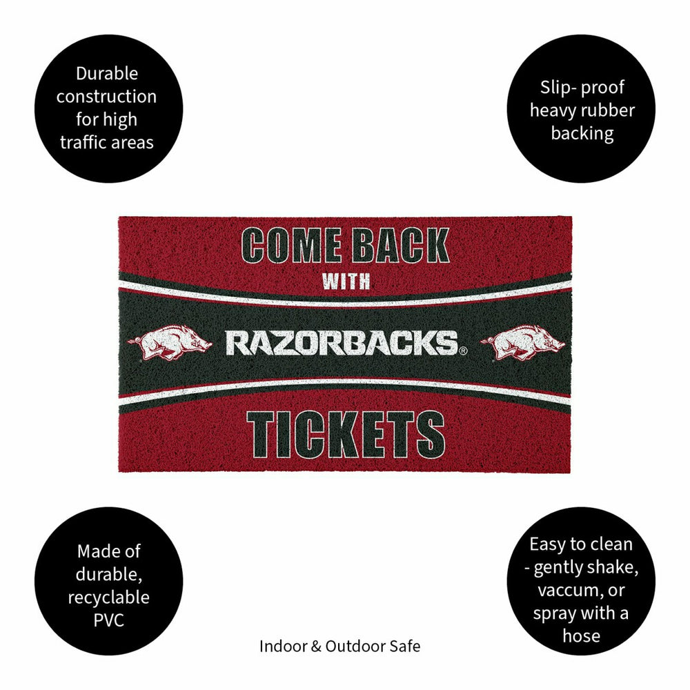 28" x 16" PVC Trapper Mat, Come Back with Tickets, University of Arkan, Collegiate