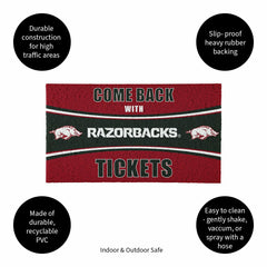 28" x 16" PVC Trapper Mat, Come Back with Tickets, University of Arkan, Collegiate
