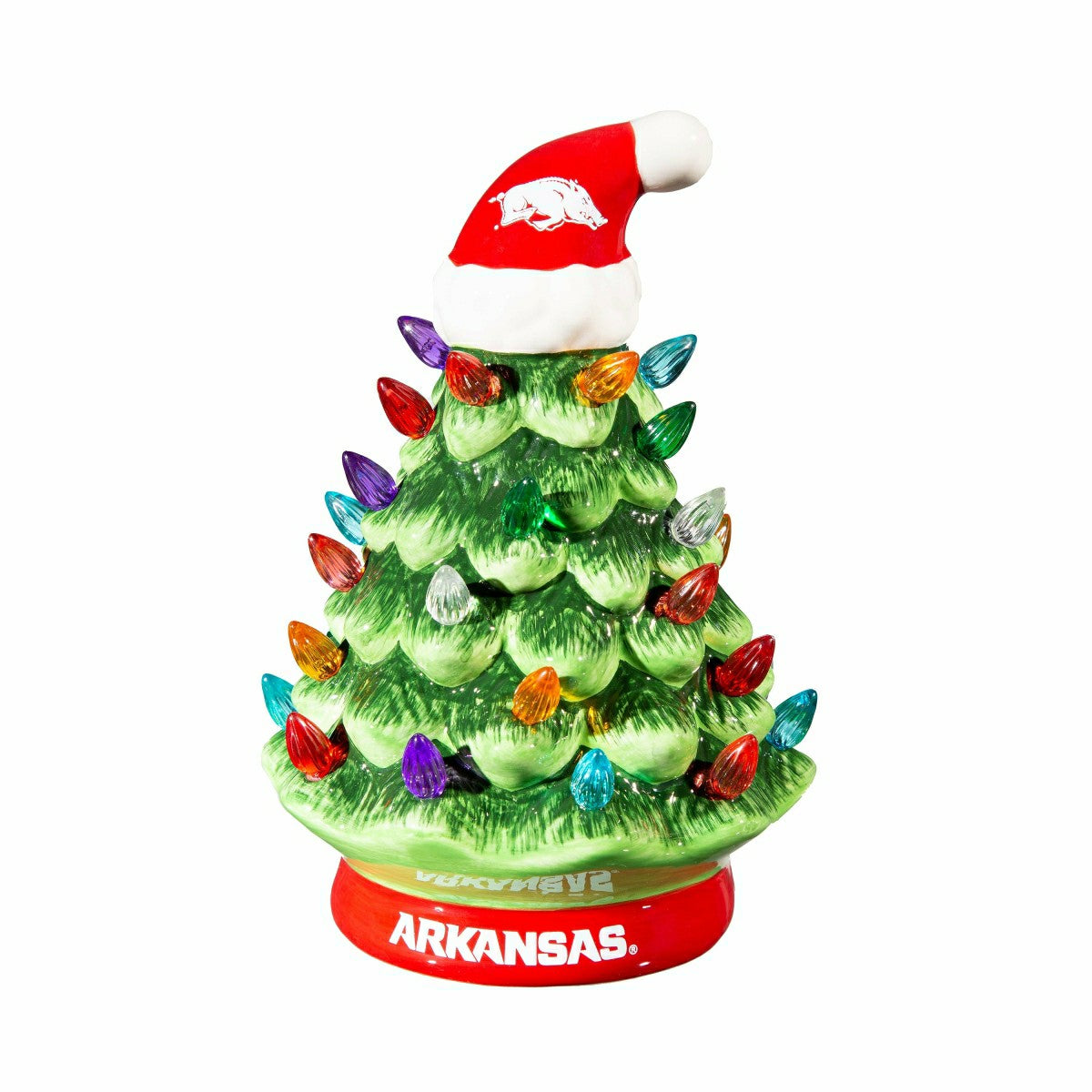 8" LED Ceramic Christmas Tree, University of Arkansas, Collegiate, Home