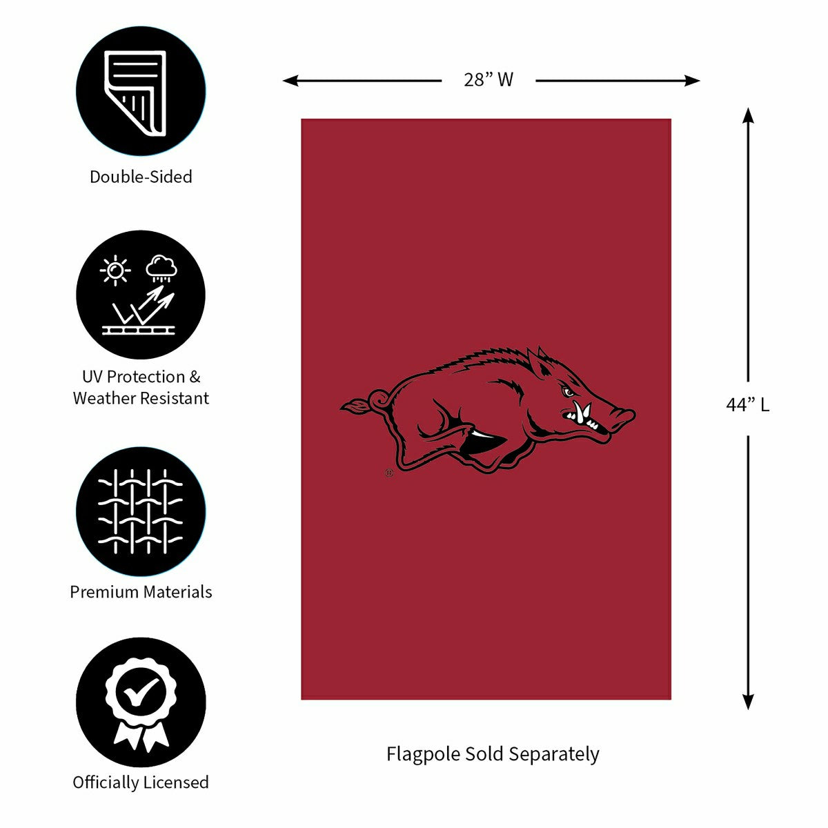 Applique Flag, Reg, University of Arkansas, Collegiate, Home