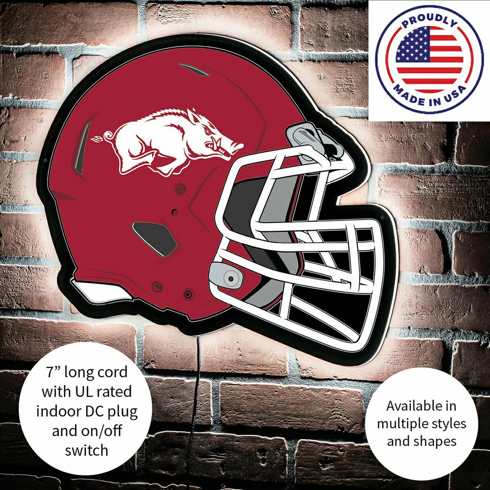 LED Wall Decor, Helmet, University of Arkansas, Collegiate, Home
