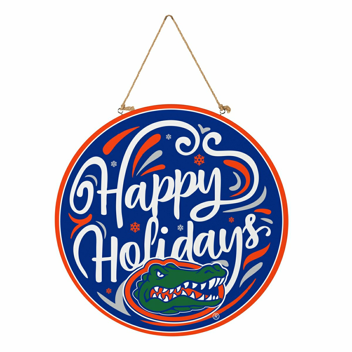 University of Florida Holiday Round Door Décor with Hanging Rope, 18x1, Collegiate, Home