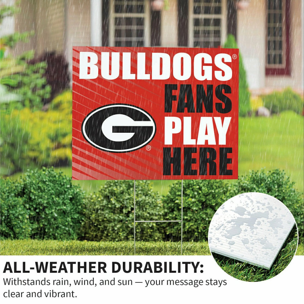 University of Georgia Coroplast Yard Sign "Fans Play Here", Collegiate, Home
