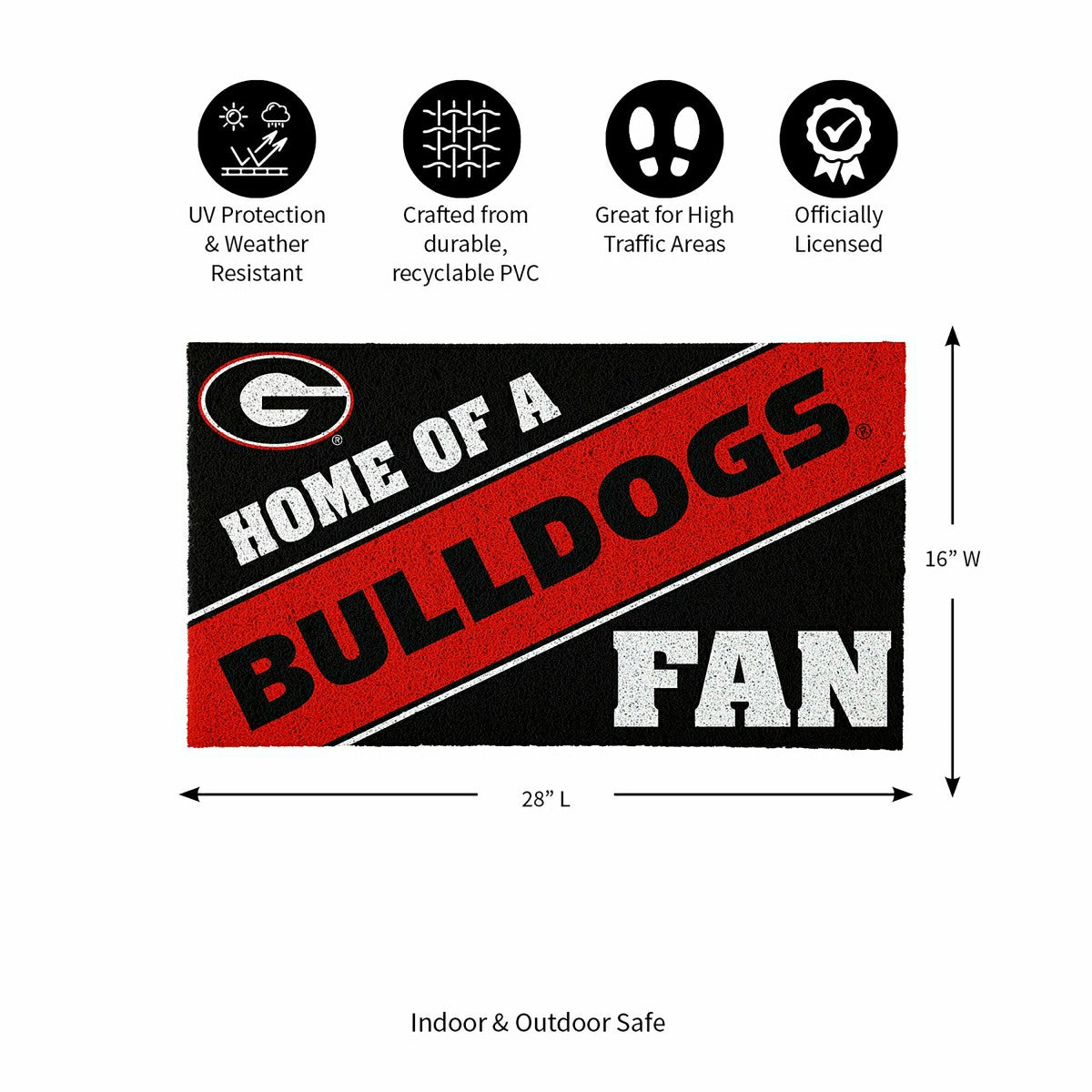 University of Georgia, PVC Mat COLOR, Home of a Fan, Collegiate