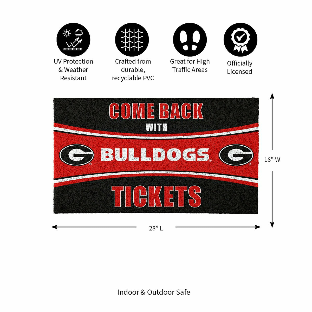 28" x 16" PVC Trapper Mat, Come Back with Tickets, University of Georg, Collegiate