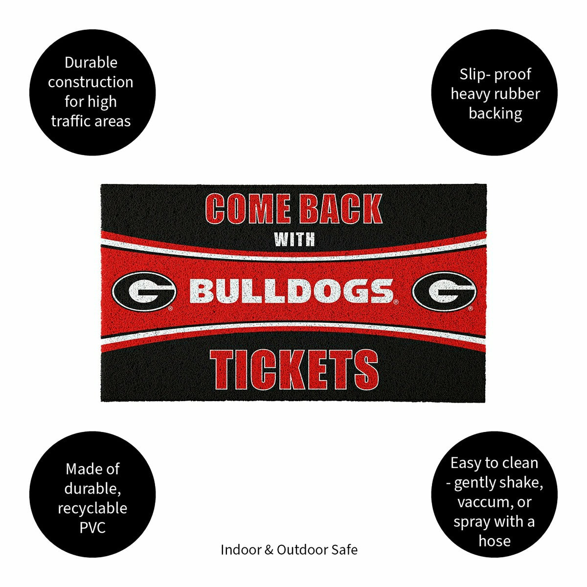 28" x 16" PVC Trapper Mat, Come Back with Tickets, University of Georg, Collegiate
