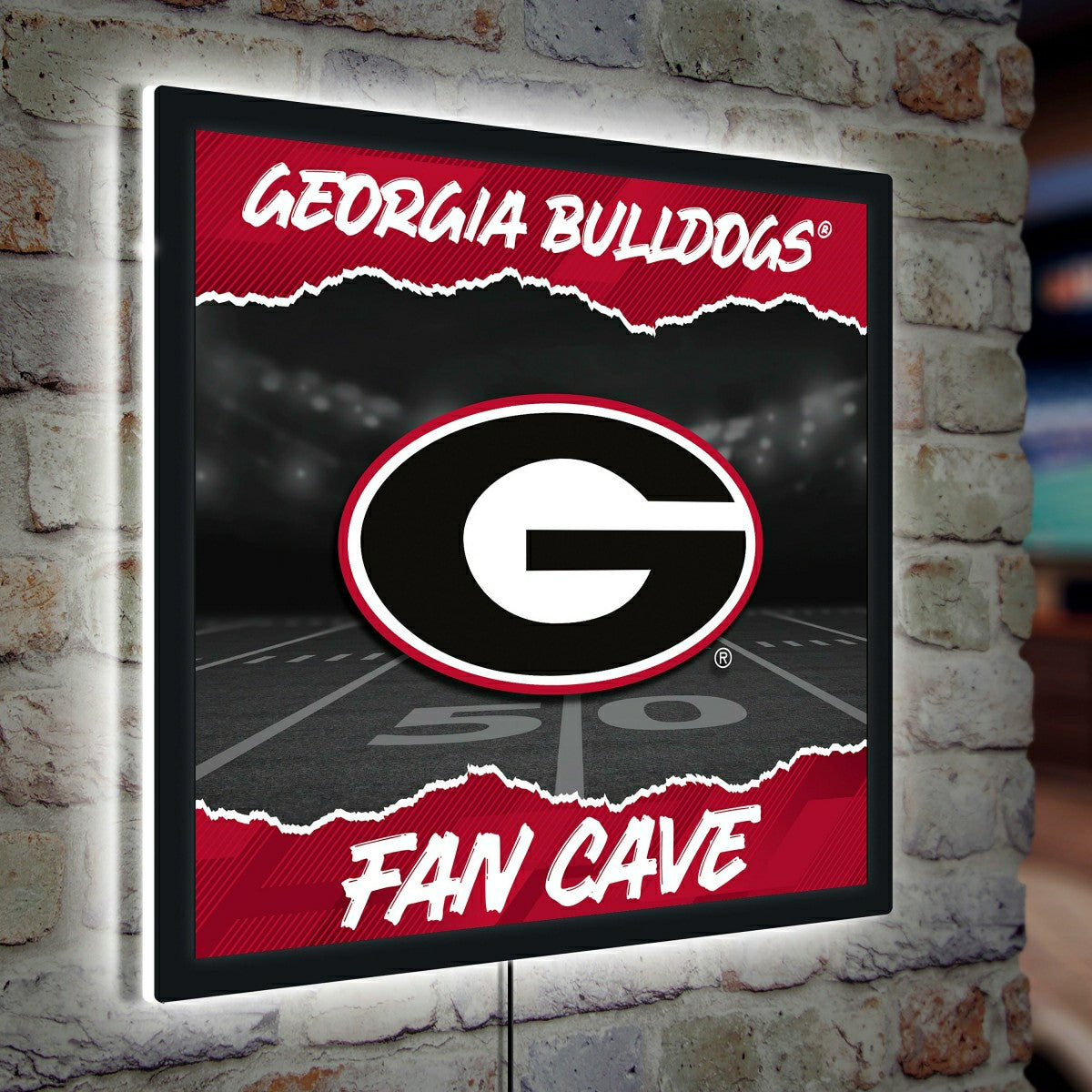 University of Georgia 23"H x 23"L LED Wall Decor, Edgelite, Square, Collegiate, Home