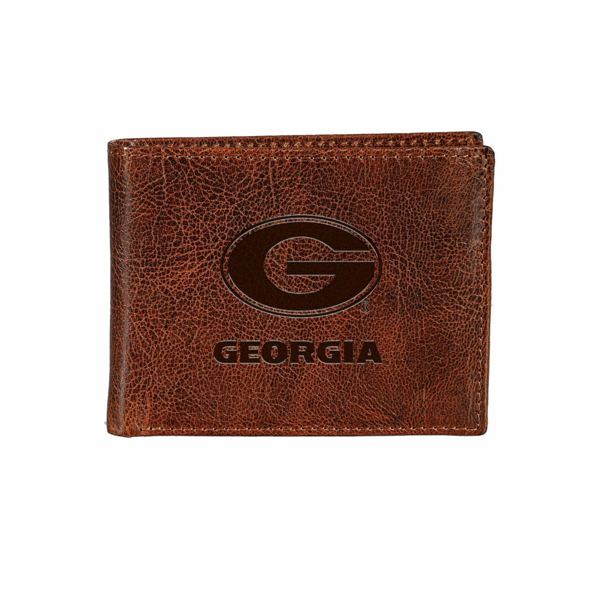 University of Georgia, Embossed 100% Genuine Tumbled Leather Passcase , Collegiate, Home