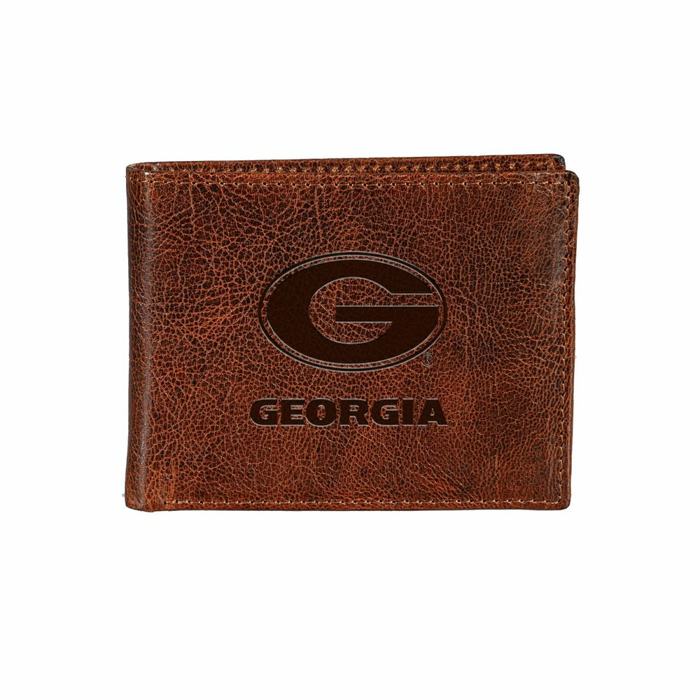 University of Georgia, Embossed 100% Genuine Tumbled Leather Passcase , Collegiate, Home
