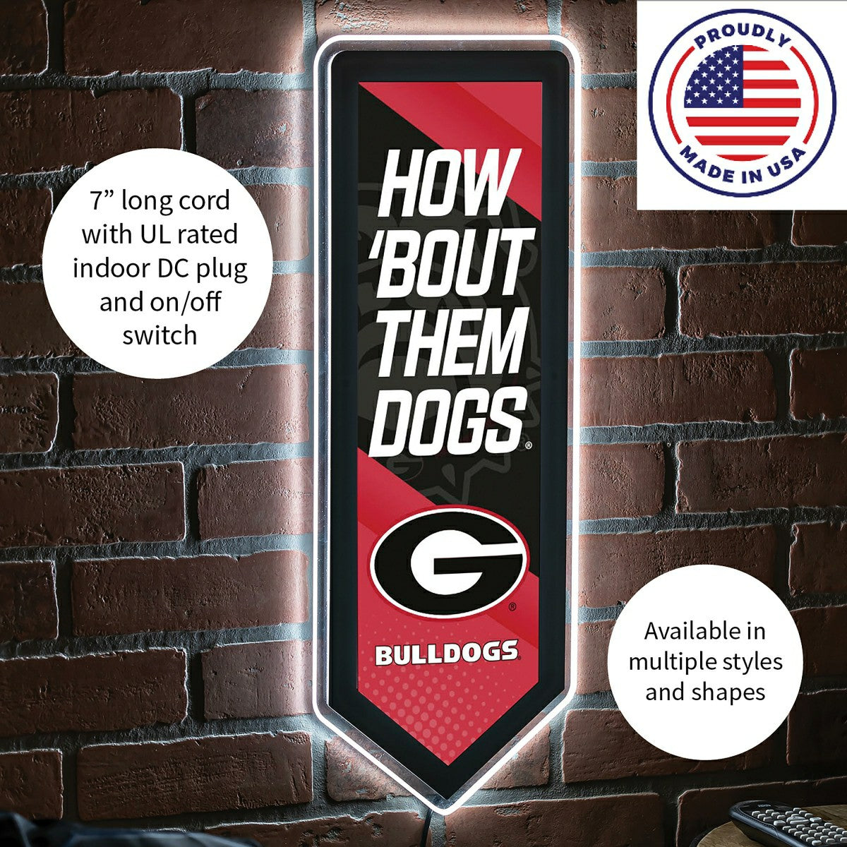 LED Wall Decor, Pennant, University of Georgia, Collegiate, Home