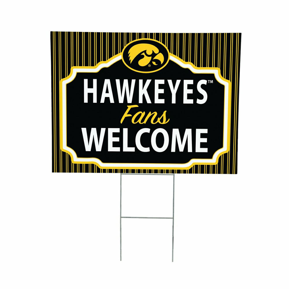 University of Iowa Coroplast Yard Sign, "Fans Welcome", Collegiate, Home
