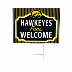 University of Iowa Coroplast Yard Sign, "Fans Welcome", Collegiate, Home