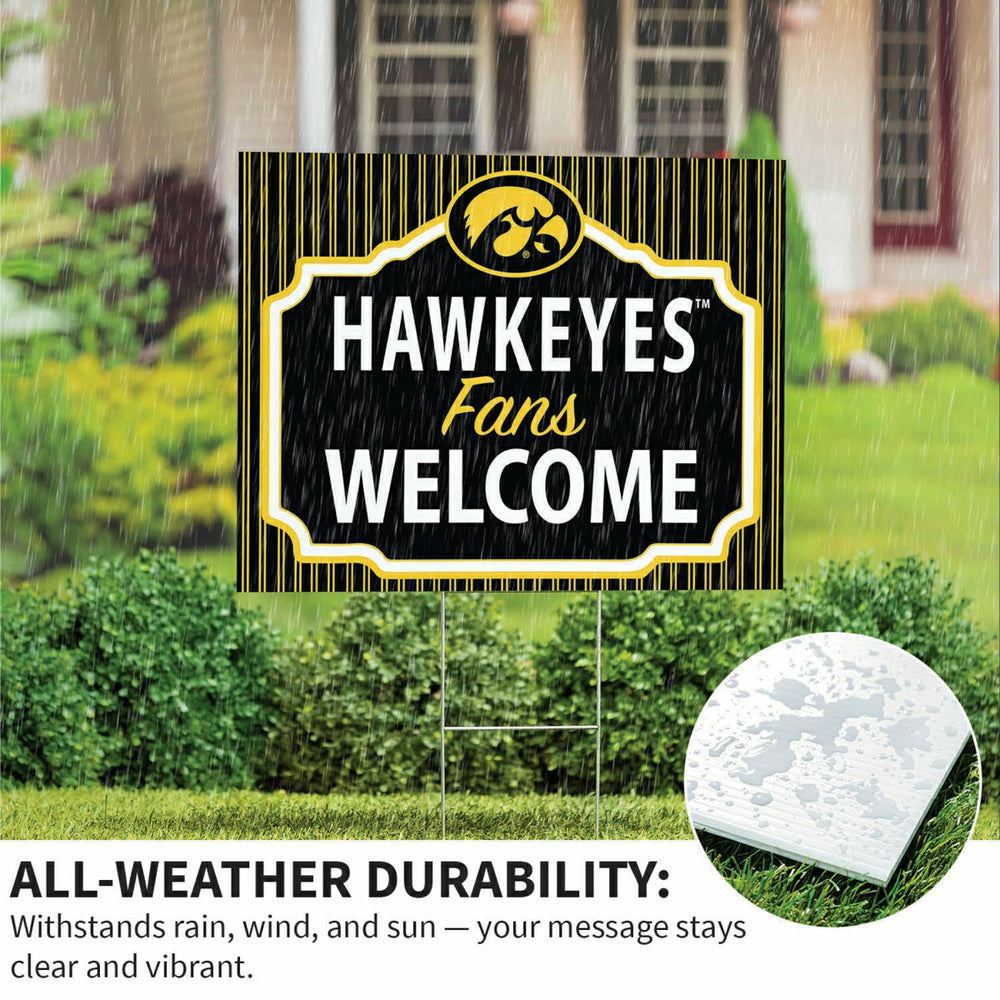 University of Iowa Coroplast Yard Sign, "Fans Welcome", Collegiate, Home