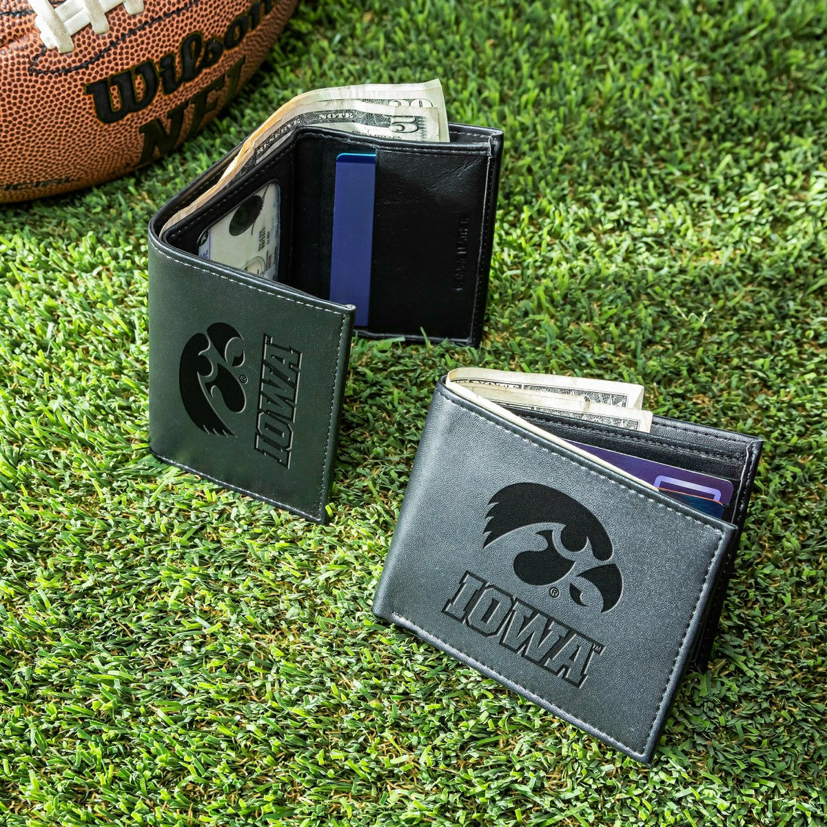 University of Iowa, Bi-Fold and Tri-Fold Wallet Gift Set, Black, Collegiate, Home