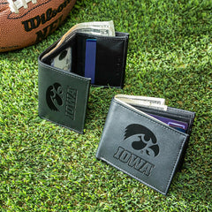 University of Iowa, Bi-Fold and Tri-Fold Wallet Gift Set, Black, Collegiate, Home