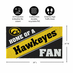 University of Iowa, PVC Mat COLOR, Home of a Fan, Collegiate
