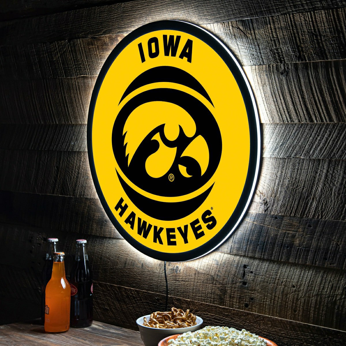 LED Wall Decor, Round, University of Iowa, Collegiate, Home