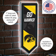LED Wall Decor, Pennant, University of Iowa, Collegiate, Home