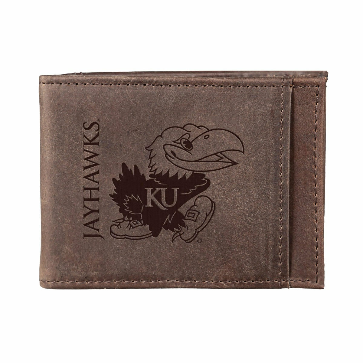 Front Pocket Wallet w/ RFID Blocking, University of Kansas, Brown, Collegiate, Home