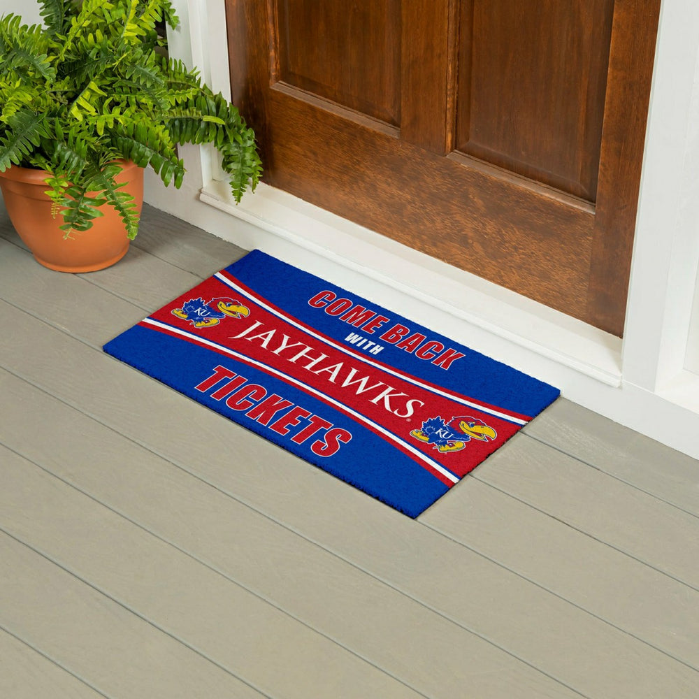 28" x 16" PVC Trapper Mat, Come Back with Tickets, University of Kansa, Collegiate