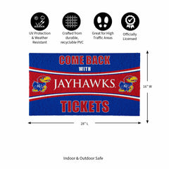 28" x 16" PVC Trapper Mat, Come Back with Tickets, University of Kansa, Collegiate