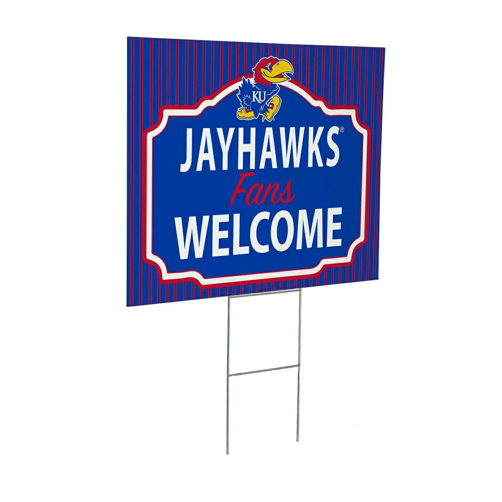 University of Kansas Coroplast Yard Sign, "Fans Welcome", Collegiate, Home