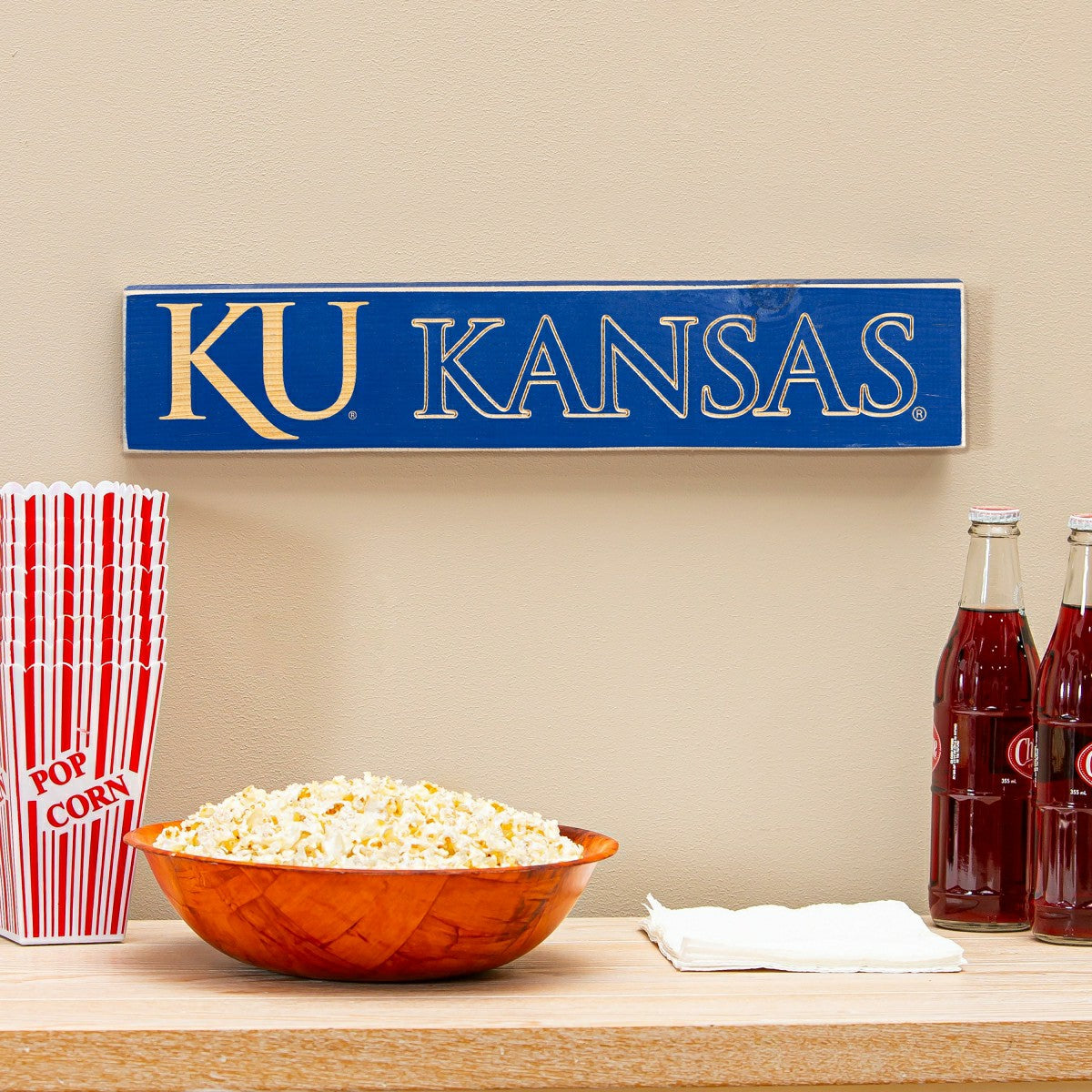 University of Kansas Engraved Wood Sign, 3.5" x 18", Collegiate, Home