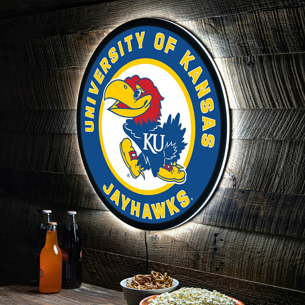 LED Wall Decor, Round, University of Kansas, Collegiate, Home